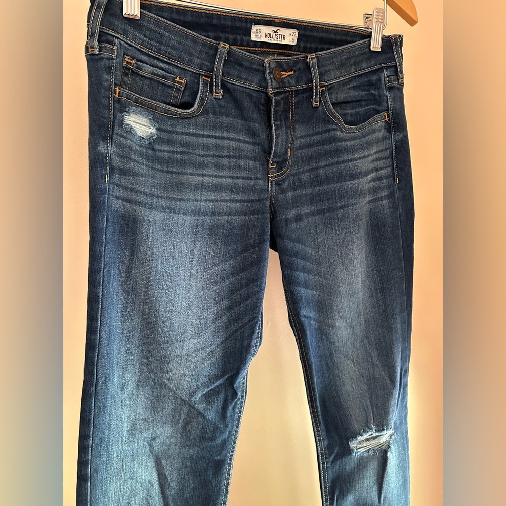 Hollister Y2K Straight Jeans W27 L30 | Women Size 5S | Low Rise Distressed Denim - Picture 3 of 16
